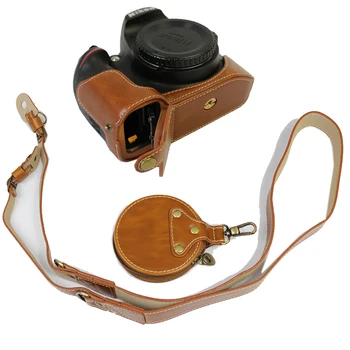 

Camera Bag Case For Nikon D3400 D3300 D3200 D3100 DSLR PU Leather Half Body Bottom Cover Battery Opening with shoulder strap