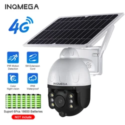 Inqmega 4g sim câmera solar com painel solar 5m cabo de extensão, câmera suporta detecção infravermelha, ip66 à prova dwaterproof água