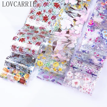 

LOVCARRIE 100*4cm Flower Nail Foil Lot Transfer Foils Nail Sticker Water Gel Decal Sliders for Nails Art Decorations Manicure