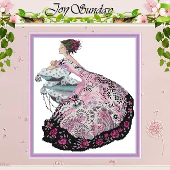 

Woman in a flowery skirt counted 11CT 14CT Cross Stitch Sets DIY Chinese Cross-stitch Kits Embroidery Needlework home decor