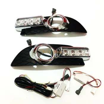

July King LED Daytime Running Llights With Fog Lamp Cover, LED Front Bumper DRL Case for Mitsubishi Lancer 2008-2012, 1:1