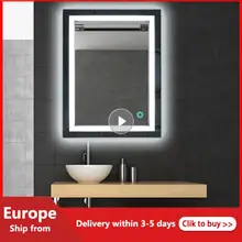 Espejo de tocador iluminado montado en la pared, LED, 2 tamaños, 500x700mm/600x800mm, decoración del hogar, HWC