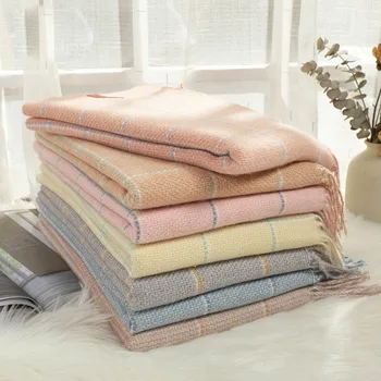 

Autumn Winter Solid Color Cashmere Scarf Women's Fashion Shawl Plaid Fringed Scarf Warm All-match Soft Comfortable Scarf B84