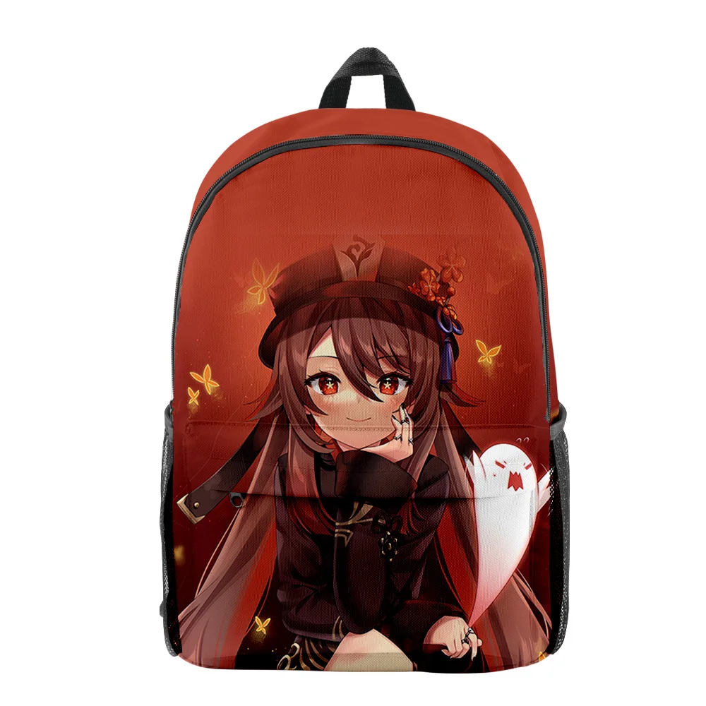 

3D Genshin Impact HuTao Children Boys Girls Schoolbag Backpack Fabric Oxford School Bag High Capacity Teenager Travel Backpack