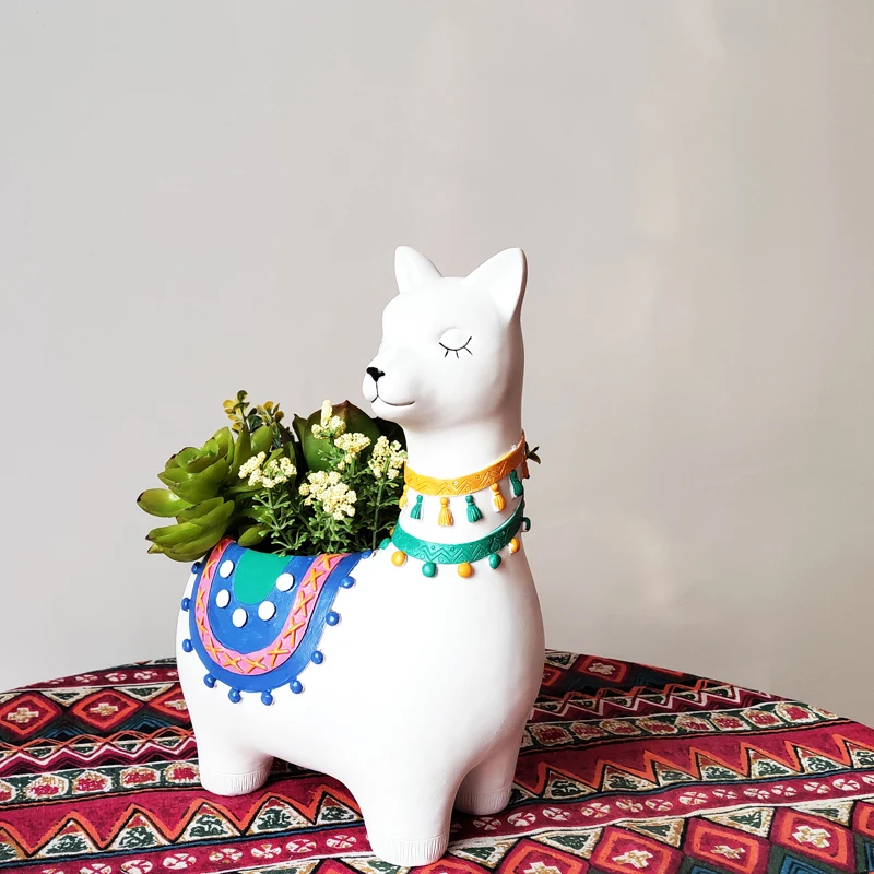

Alpaca flower pot Resin Animal Succulent plant pot