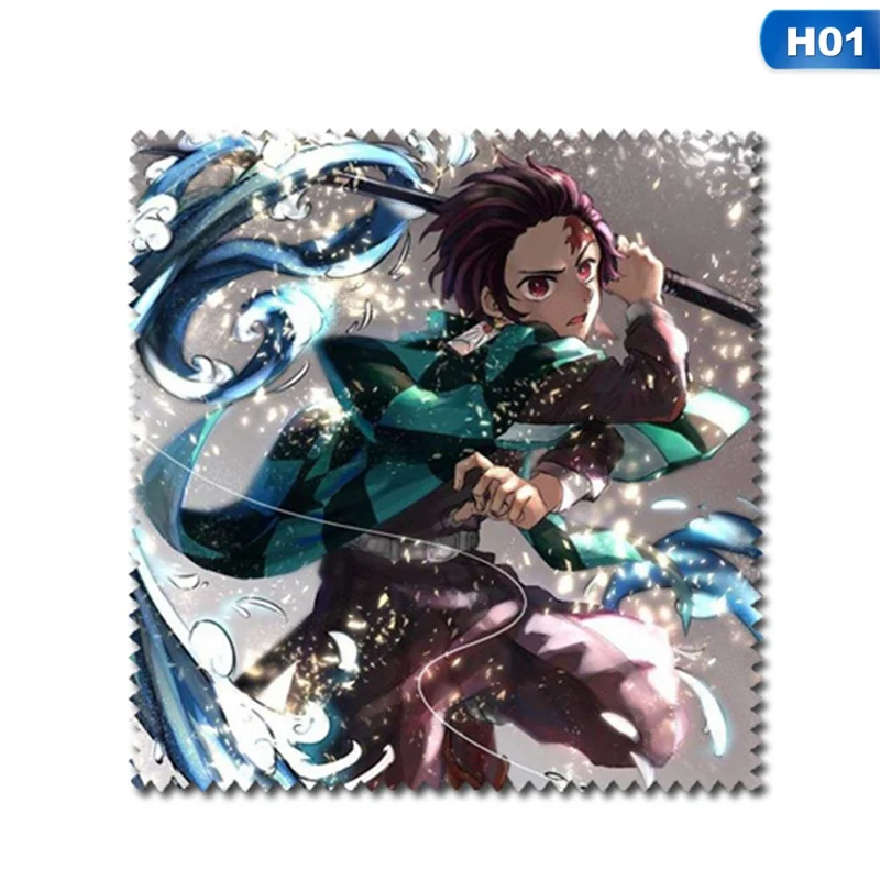 1 Аниме Demon Slayer Kimetsu No Yaiba полиэфирные очки тканевые солнцезащитные очки характеристики тканевая салфетка для чистки очков чистая 15*15 см - Цвет: 1