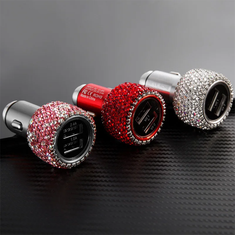 New-Bling-Diamond-Rhinestone-Car-2-in-1-Dual-USB-Port-Fast-Charging-Safety-Hammer-Charger (1)