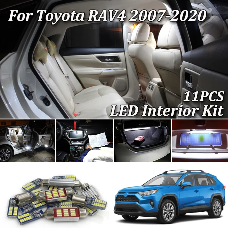 11pcs White Canbus Led Car Interior Lights Package Kit For