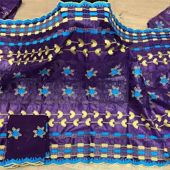 

African bazin riche fabric with brode Latest fashion embroidery bazin lace fabric with net lace 7 yards ! HL70206