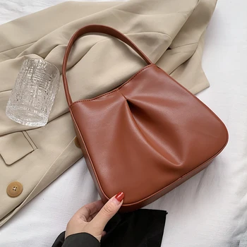 

Solid Elegant Tote Bag For Women 2020 Vintage Soft PU Leather Top-Handle Hand Bag Branded Designer Small Female Handbags Retro