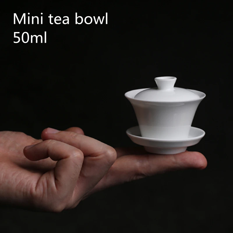 Mini 50ml Gaiwan For Tea Solid White Porcelain Tureen With Lid T