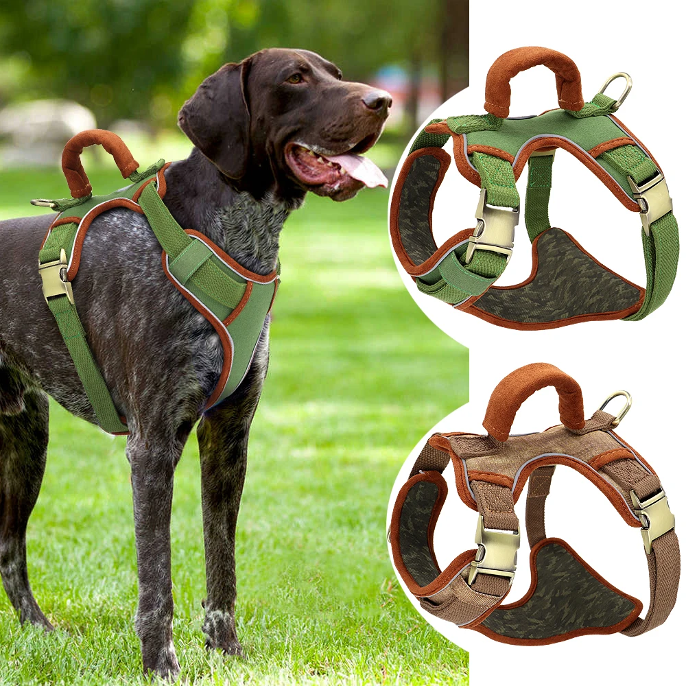 Reflective Dog Harness Tactical Pet Vest With Soft Handle Nylon Adjustable For Medium Large Dogs German Shepherd | Дом и сад
