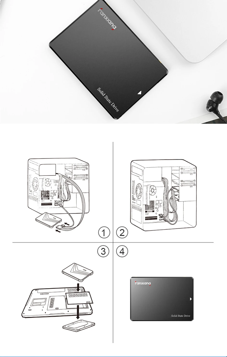 FanXiang SSD120GB 240GB 480GB 1TB 2.5 Inch SSD 512GB SATA III Internal Solid State Drive HDD SSD Hard Disk for PC Laptop Desktop