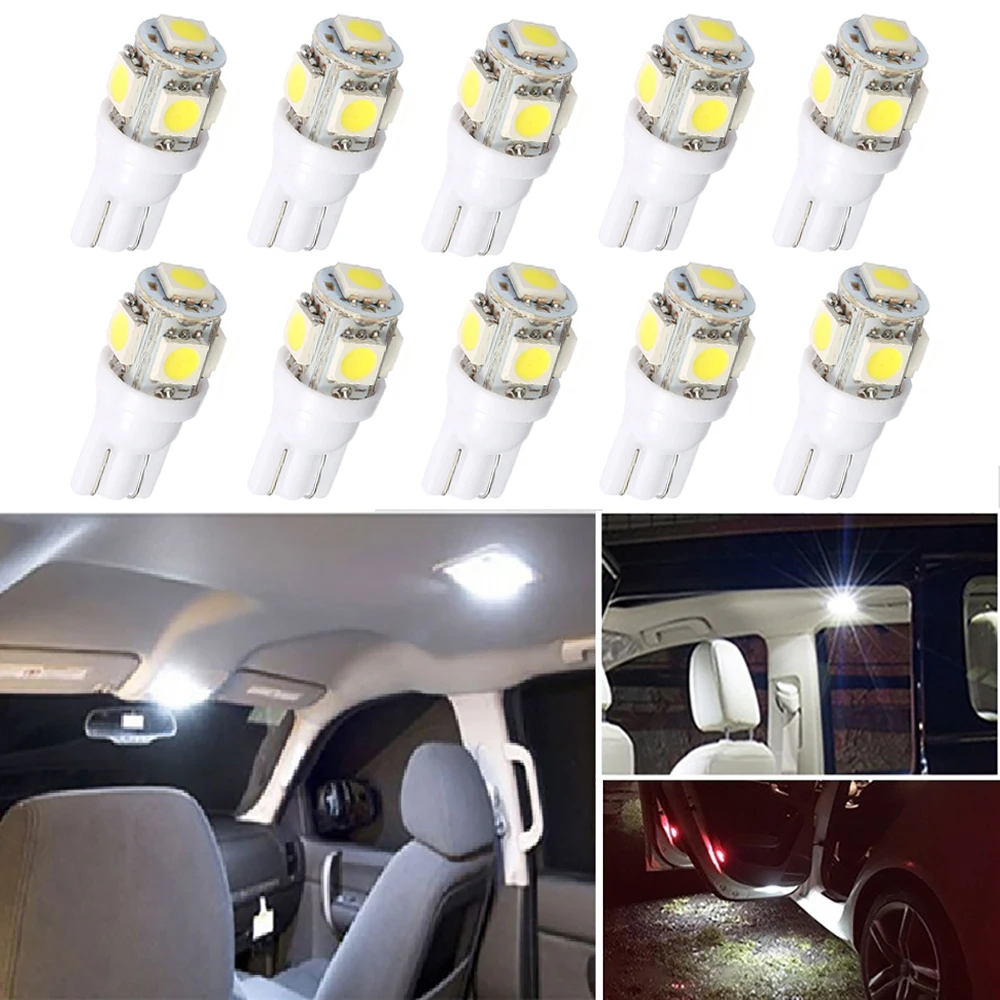 10Pcs LED T10 W5W Bulb Car Interior Readling Lights For Peugeot 307 206 308 407 207 406 208 3008 2008 508 408 306 301 106 107 | Автомобили