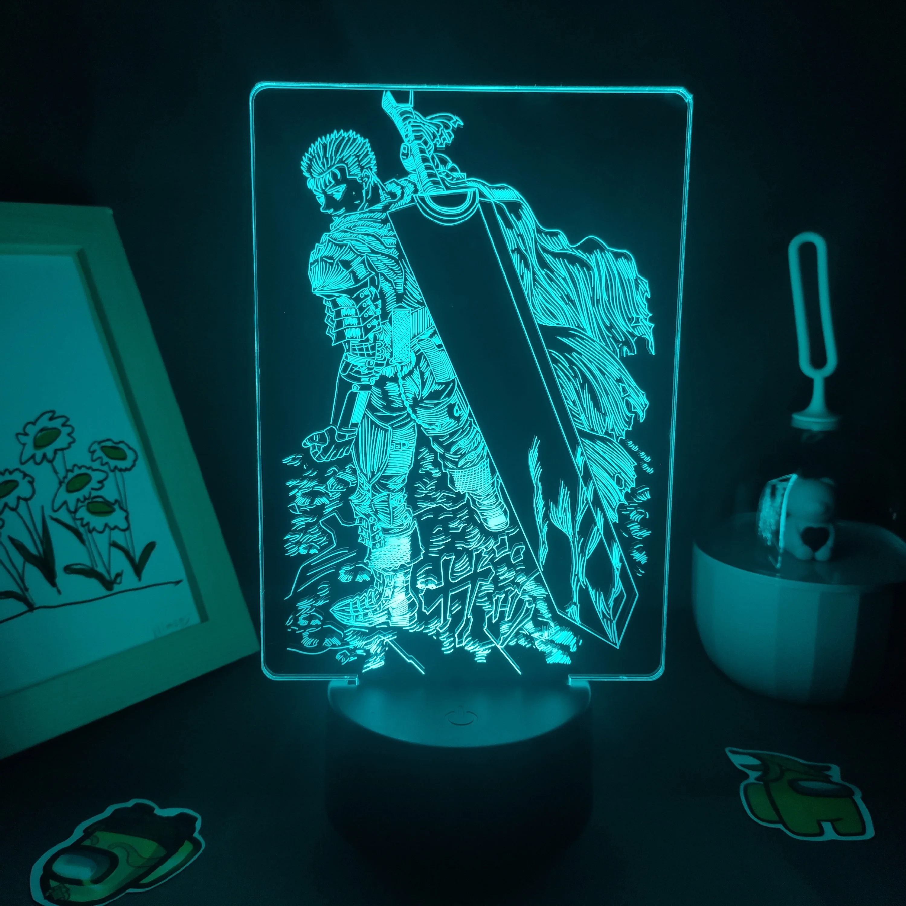 

Berserk Anime Figure Guts 3D Lamps LED RGB Night Lights Birthday Neon Gifts For Friend Bedroom Manga Coffee Table Colorful Decor