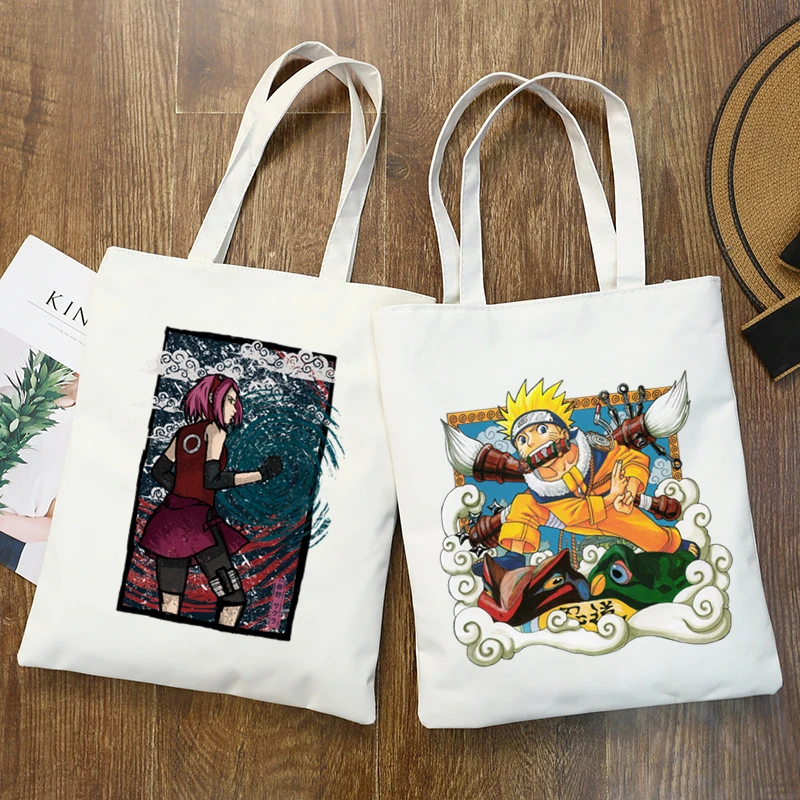 

Naruto Boruto Anime Printing Harajuku Casual Female Shoulder Canvas Bag Large Capacity Tote Bag Reusable Ladies Shopping Bags