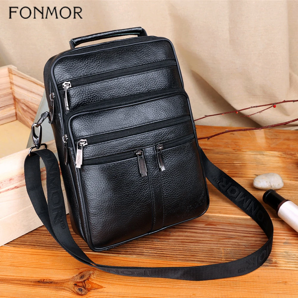  Fonmor Genuine Leather Bag Male Cowhide Crossbody Bags Shoulder Messenger Bags For Men Tote Ipad Br - 4000036070701