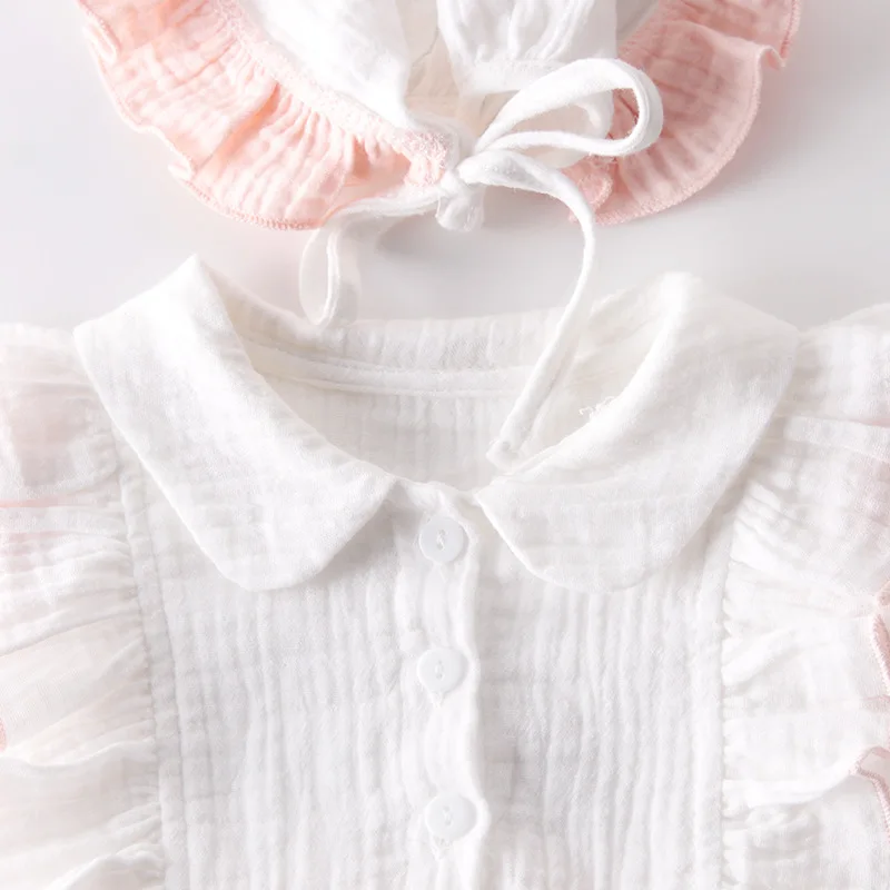 Комплект одежды для новорожденных девочек; кружевной комбинезон с оборками; хлопковый льняной Комбинезон для маленьких девочек; комбинезоны; детская одежда; ночная рубашка с шапочкой