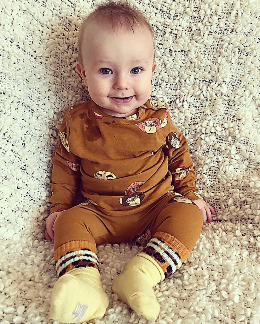 spot MR Kids T Shirts Mini R Summer Boys Girls Monkeys Tee Brown Full Print Short Sleeve T Shirts Baby Child Cotton Tops