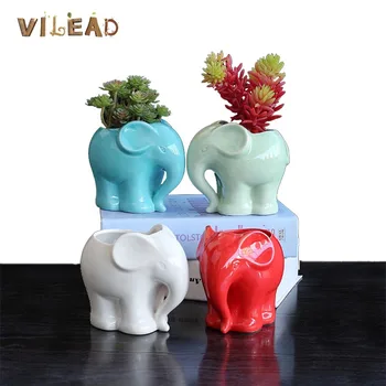 

VILEAD 4 Styles Elephant Flower pot With a Hole Vase Home Decoration Nordic Style Living Room Cactus Succulent Plant Flowerpot
