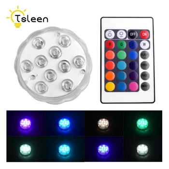 

10 Led Remote Controlled Underwater LED Lights Pool Submersible Safe Wedding Decor Outdoor Vase Bowl Party Garden Decoration