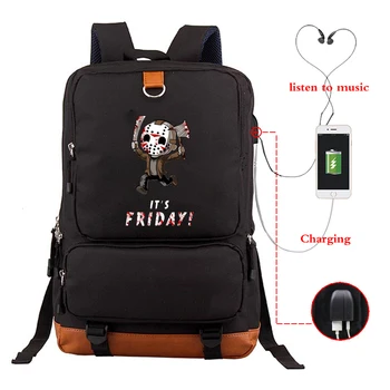 

Horror Print Backpack Teenagers Knapsack Unisex High Multi-pockets Bagpack Students School Bag Girls Boys Shoulders Rucksack