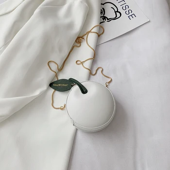 

Cute Apple Shaped Crossbody Bag PU Leather Women Mini Round Circle Purse Female Fashion Chain Casual Shoulder Handbag