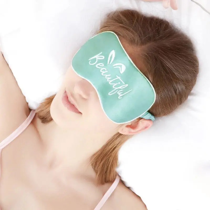 

Unisex Embroidery Letters Sleeping Eye Mask Imitation Silk Padded Nap Blindfold