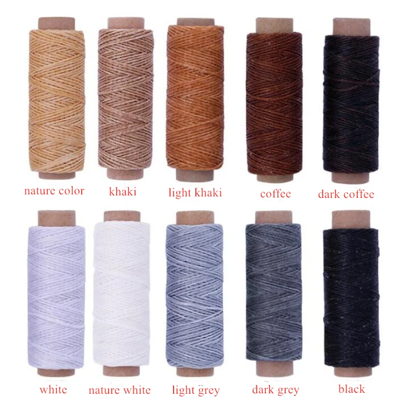 10pcs/set 50m 150D Woven 1mm Flat Wax Thread for DIY Leather Hand-Stitching Sewing Craft Material Set | Дом и сад