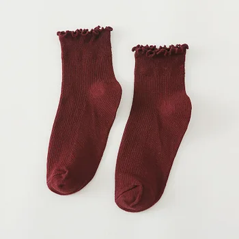 

New pure cotton socks women solid color lace socks 2020 gray