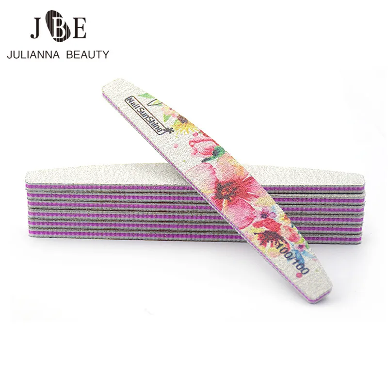 

5pc/lot Colorful Flower Nail File 100/100 Professional Nail Buffer For Manicure Acyclic Nail Art Tips Washable Thick File