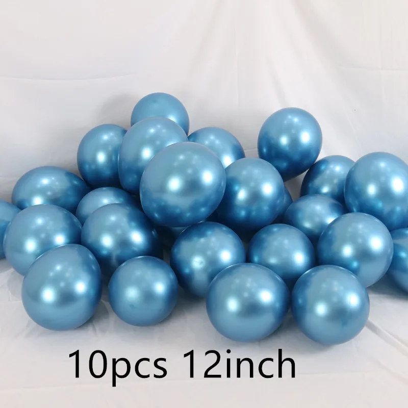 12 дюймов металлические цветные латексные шары конфетти микс 10 шт гелиевые надувные шары шар на день рождения, свадьбу, вечеринку - Цвет: blue