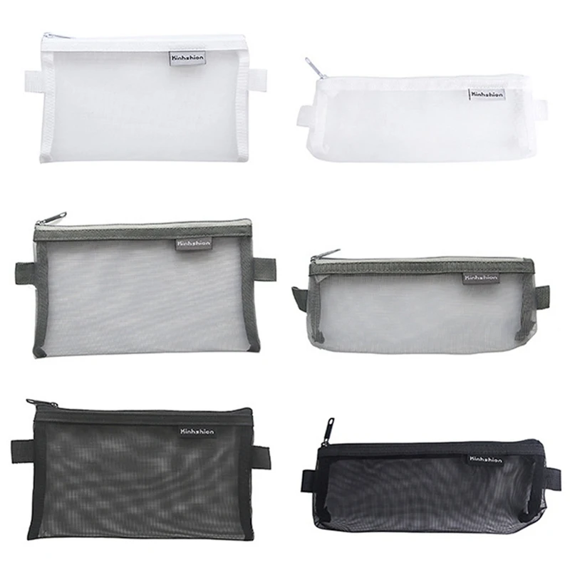 

1 PCS Simple Transparent Mesh Pencil Case Office Student Pencil Cases Nylon School Supplies Pen Box