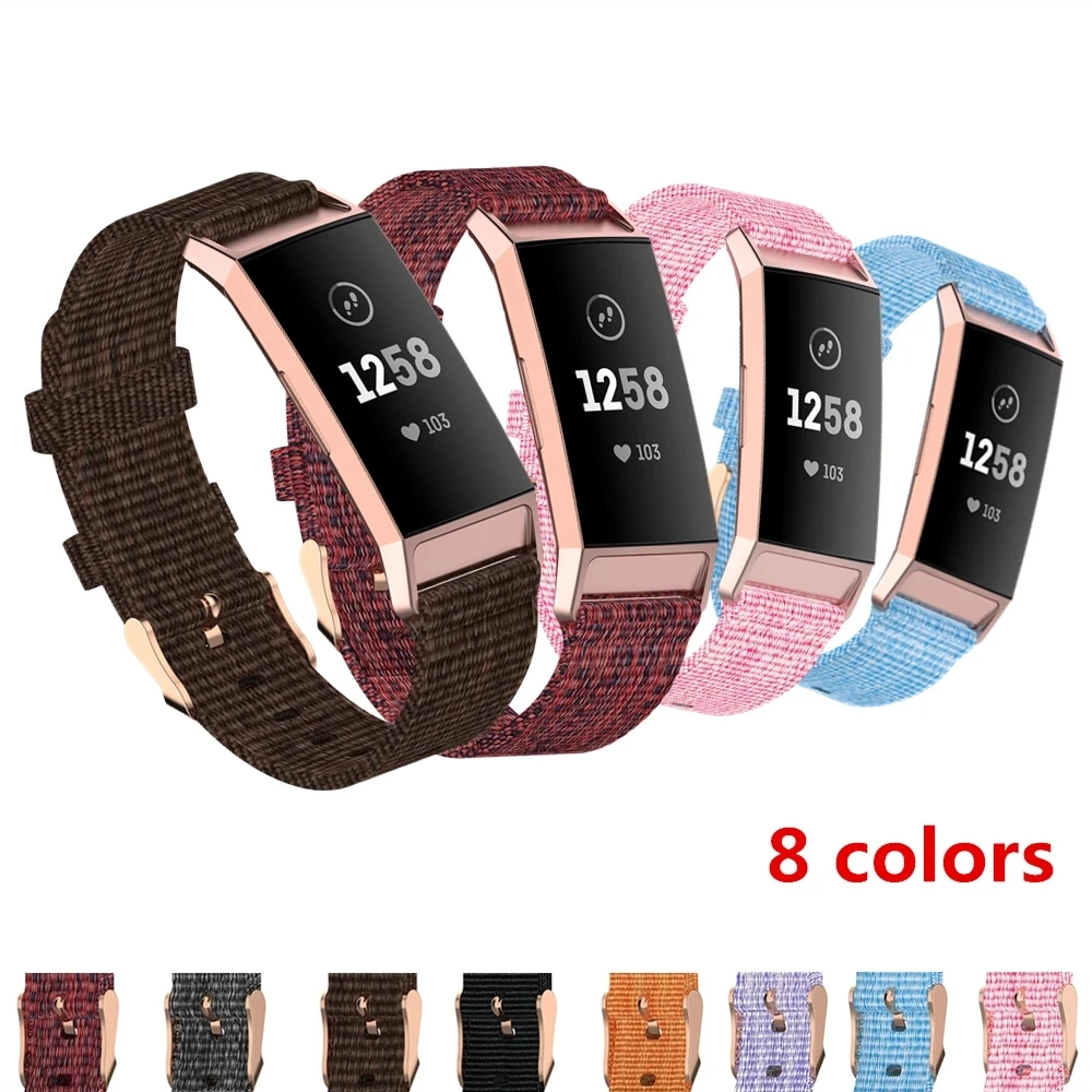 

Canvas Watch Strap for Fitbit Charge 4 Band Replacement Woven Wristband Nylon Strap for For Fitbit Charge 3 4 Smart Watchband
