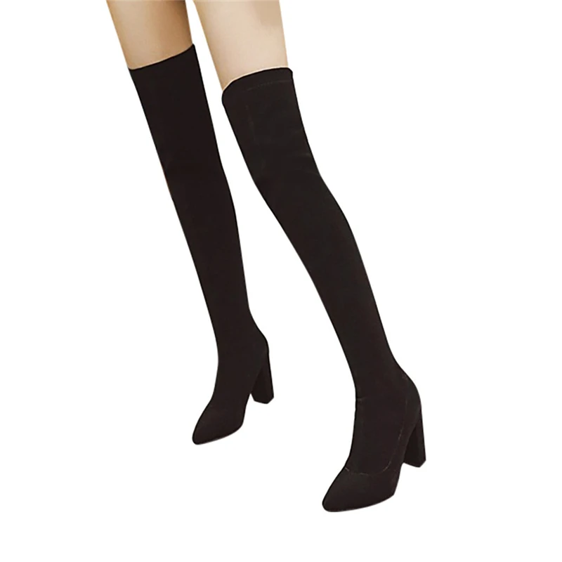 SAGACE Women Over The Knee Boots Elastic Suede Leather High Heels Thigh Slim Fashion Pointed Toe Stretch Long Ladies 1026 |