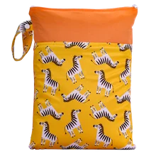 Nouveau sac imprimé sec et humide pour maman, avec deux poches, sac à couches pour bébé, sac de rangement étanche réutilisable 25x35cm, sac de voyage