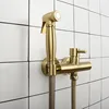Brushed Gold Brass Bathroom Bidet Faucet Wall Mounted Hot Cold Water Mixer Bidet Sprayer ► Photo 2/6