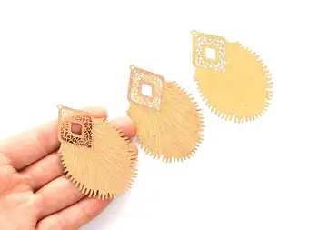 

Raw Brass Marquise Shaped Earring Charms - Halow Out Earring Charms - 6Pcs/Lot - 64.7x42.2x0.3mm - JJB3957