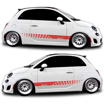

For 1Set Red Fiat 500 Abarth Side Decal graphics Racing Stripe rocker panel kit