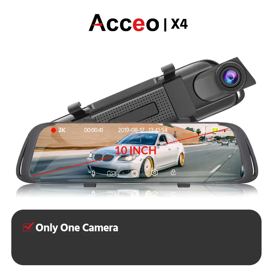 Acceo X4 Автомобильное Зеркало Dvr 10 дюймов зеркало заднего вида 2K Quad HD Dash камера 1440P Видео рекордер с камерой заднего вида регистратор Dvrs - Название цвета: X4