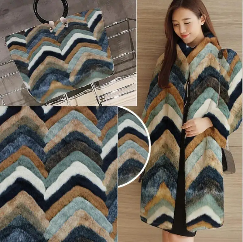 V-образный искусственный мех цветной жаккард водянистая норка имитация меха высококачественный мех для сумки пальто Домашний текстиль Одежда ремесла