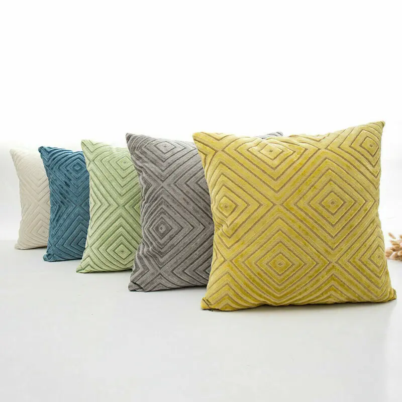 

18'' Geometric Velvet Cushion Cover Home Decor Sofa Throw Square Pillow Cases