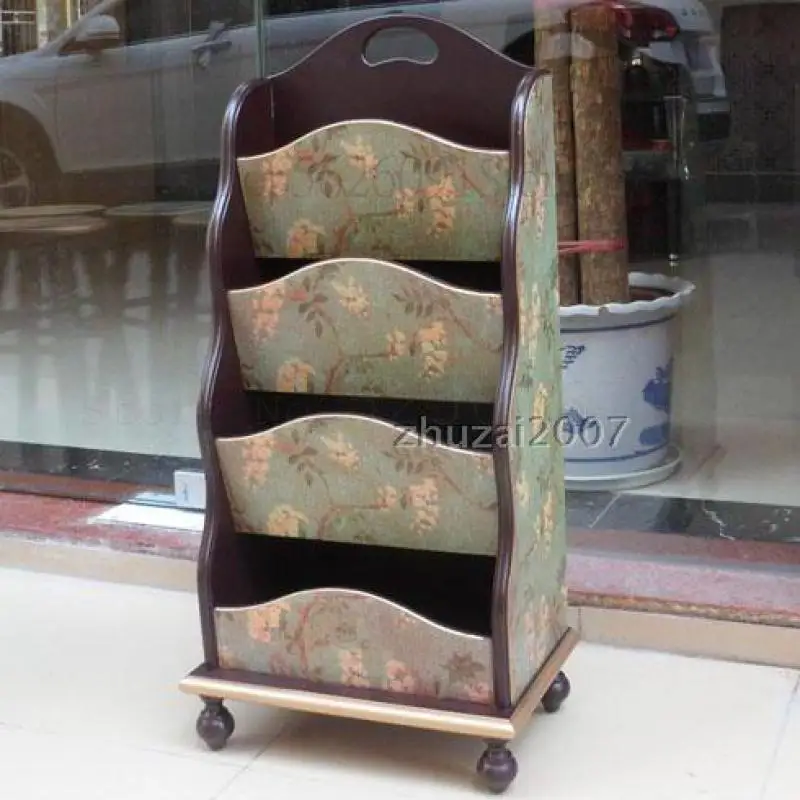 European Rural Newspaper Stand Be Born Four Layers Of Solid Wood Magazine Woodiness Rack |