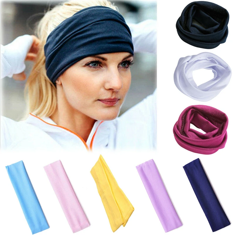 Wide Sports Yoga Headband Stretch Hairband Elastic Solid Hair Band
