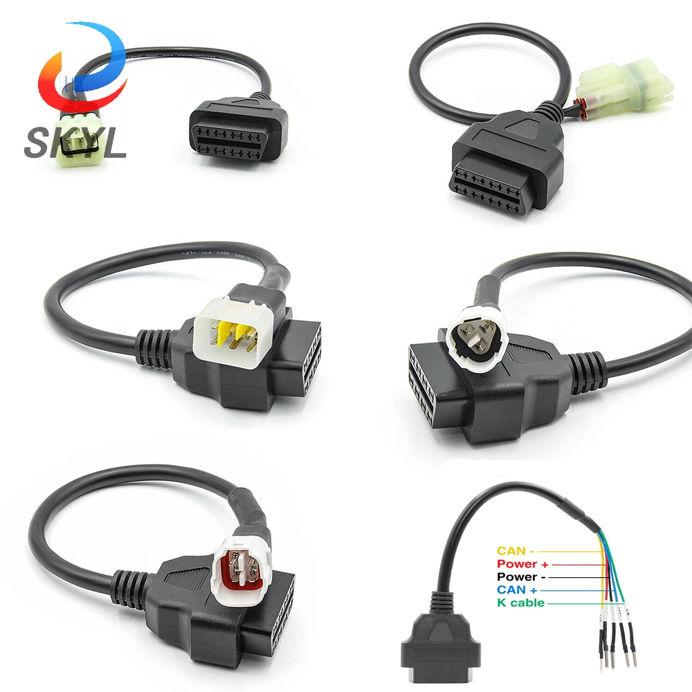 Conector OBD2 para motocicleta YAMAHA, accesorio de 3 pines, 4 pines, 6 pines, para HONDA/KTM/SUZUKI/DUCADI/KAWASAKI, cable de extensión OBD para Moto