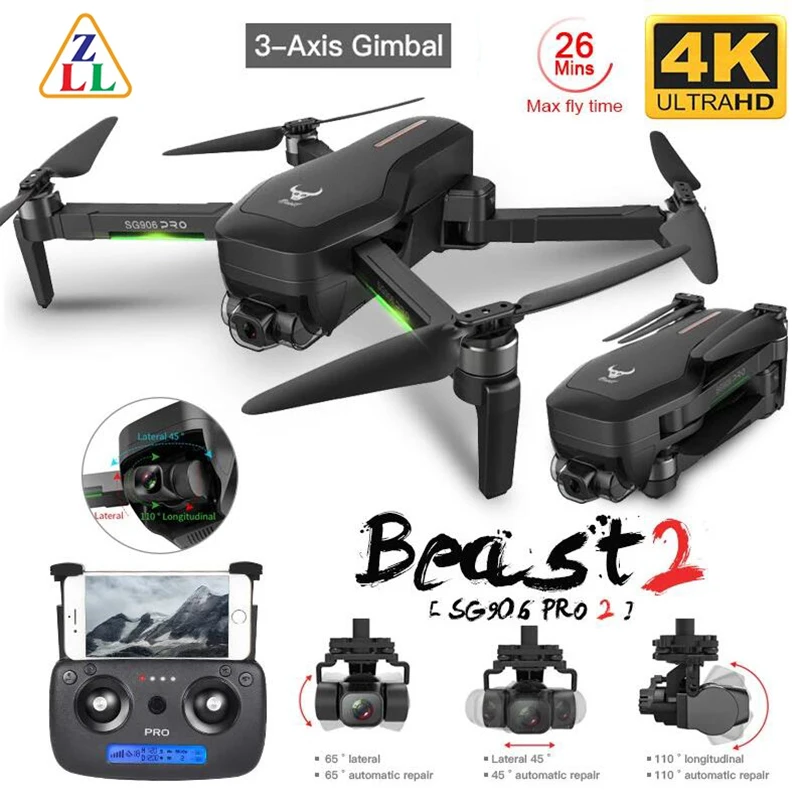 ZLRC SG906 PRO2 GPS Drone With 3-axis Anti-shake Self-stabilizing Gimbal Wifi FPV 4K Camera Brushless Quadcopter VS F11 PRO | Игрушки и