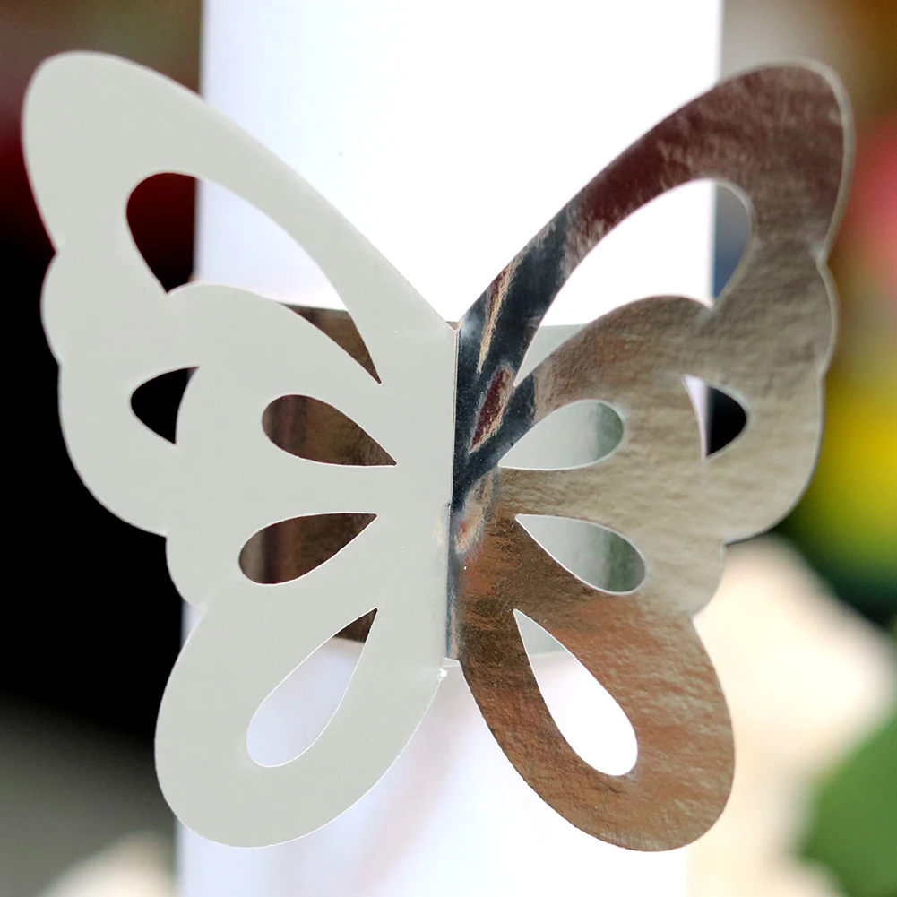50 шт модные, в форме бабочки бумажные держатели-колечки для салфеток Свадебные вечерние букеты для украшения стола полезные ресторанные кольца для салфеток