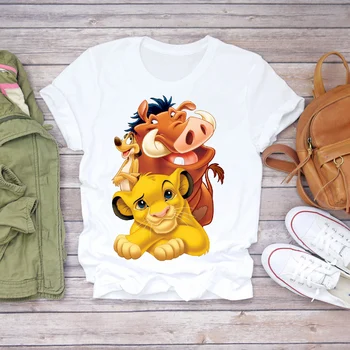 

Women 2020 Summer Fashion Cartoon Lion King Cute Printed Cute Lady T-shirts Top T Shirt Ladies Womens Graphic Female Tee T-Shirt