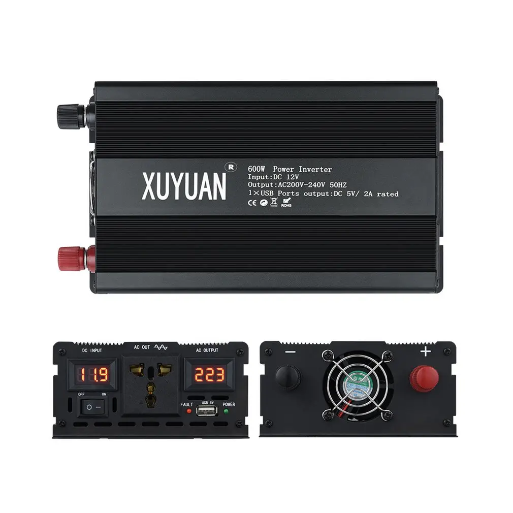 Домашний инвертор XUYUAN 12 220 В 600 Вт трансформатор напряжения Цифровой