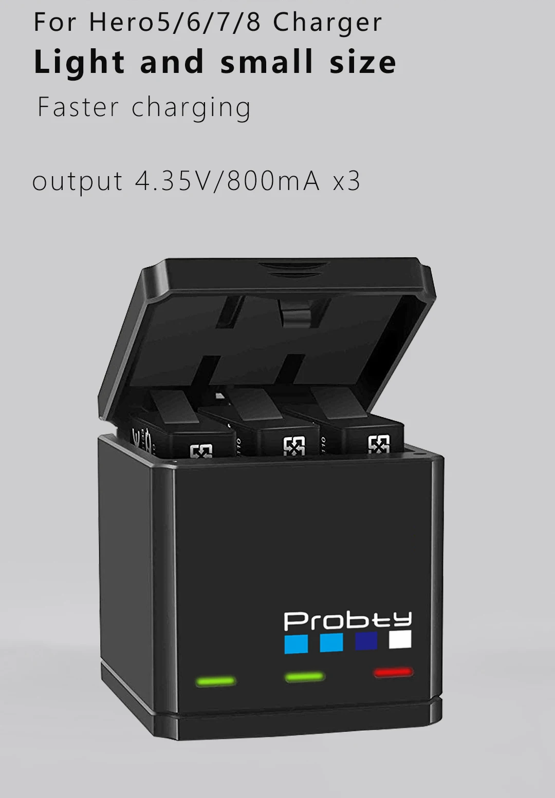 Description Picture 6 of itemFor Gopro Hero 10 9 8 7 6 5 Hero 9 1850mAh Li-ion Battery 3-Way Fast Charging Case Action Video Cameras Accessories